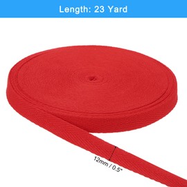 uxcell 23 Yards Cotton Twill Tape, 1/2-inch Herringbone Webbing Ribbon Bias Binding Tapes for Clothes Sewing, DIY Crafting (Bright Red)