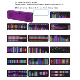 Analizador de Espectro de Audio, Pantalla LED de Espectro de Voz Musical, Pantalla de Reloj Analizador de Ritmo de Luz RGB Colorida para Músicos, 20 Efectos Dinámicos y 7 Colores