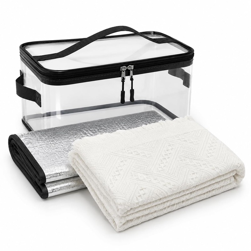 Etnorsu 91 x 71inch White Outdoor Picnic Blanket with Waterproof