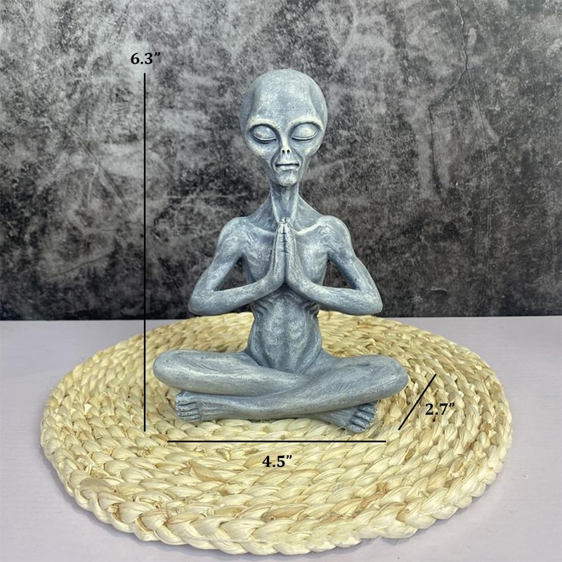 CHBDJY Yoga Alien Statue, Sci-fi Outer Space UFO Alien Figure,