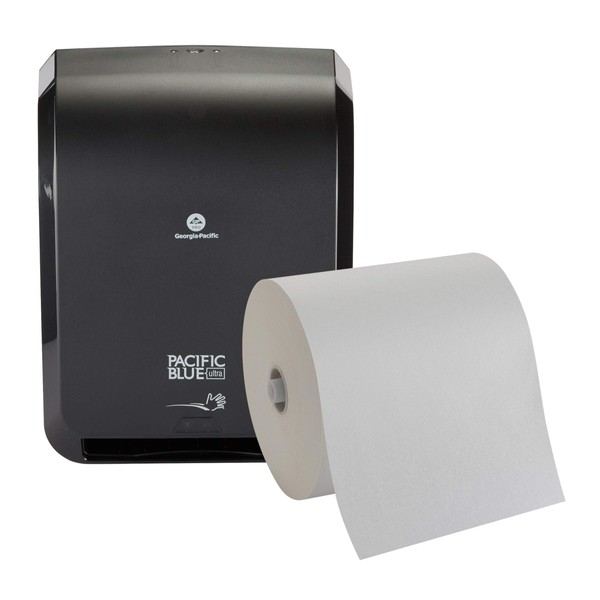 Pacific Blue Ultra 8" High-Capacity Automated Touchless Paper Towel Dispenser Starter Kit by GP PRO (Georgia-Pacific); Black Dispenser (59590) 1 White Towel Roll (26491)