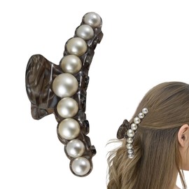 Claw Clips With Pearls | Long Jaw Clips Barrettes,Pearl Claw Clip Non-Slip Strong Pearl Hair Accessories Cute Pearl Hair Claw