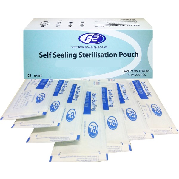 F2 Medical F2 Medical Self Sealing Sterilisation Pouches (90mm x