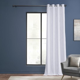 HPD Half Price Drapes Lush Crush Grommet Velvet Curtains - Room Darkening Curtain 96 Inches Long for Bedroom & Living Room, Luxury Look, (1 Panel), 50W x 96L, Pearl White