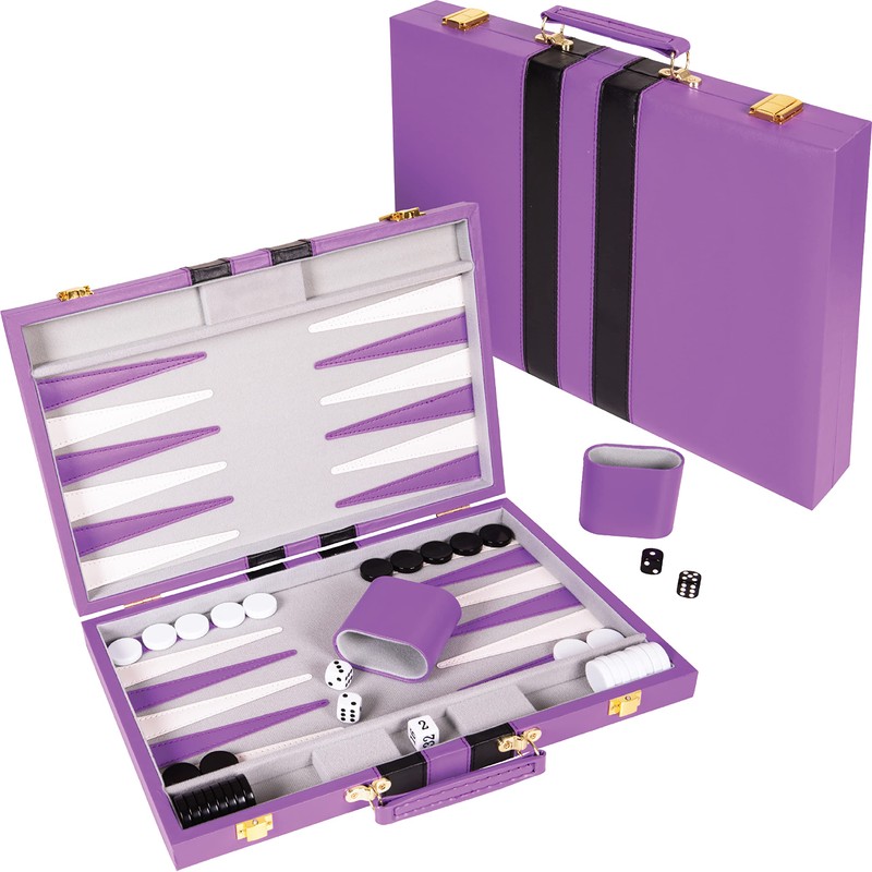Crazy Games Backgammon Set - Classic Purple Large 18 Inch