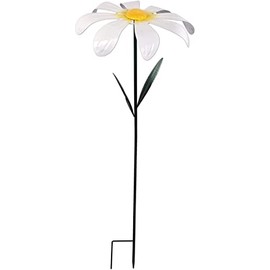 Sunset Vista Designs 93285 Nature in Motion Metal Daisy Wind Spinner, White