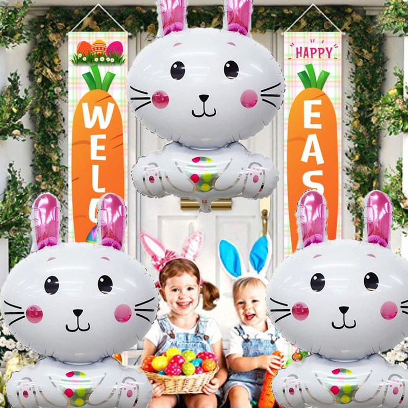 HADCKJA Bunny Balloons Easter Balloons Hugging Rabbit Easter Foil Balloons