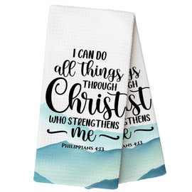 YLZlhb Philippians 4:13 Kitchen Towels, Bible Verse Gifts for Women Men, Religion Faith Gifts for Women, I Can Do All Things Through Christ Who Strengthens Me Tea Towels Kitchen Hand Towels 16x24 Inch