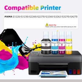 EXCERCUS GI-21 Ink Bottles Compatible for Canon GI-21 GI21 Ink Refill Bottles for Canon G3270 G3262 G3260 G4270 G2260 G1220 G1230 G2270 MegaTank Printers(1 Black/1 Cyan/1 Magenta/1 Yellow, 4 Pack)