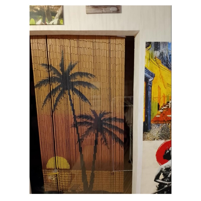 Sunset Palm Tree Beaded Curtains for Doorways, Door Beads Curtains,