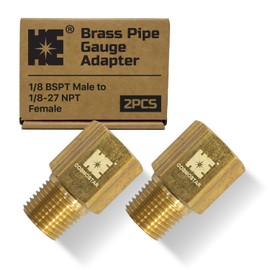 Cosmostar 1/8 BSPT Male to 1/8-27 NPT Female Gauge Adapter – 2-Pack (OPN0202B)