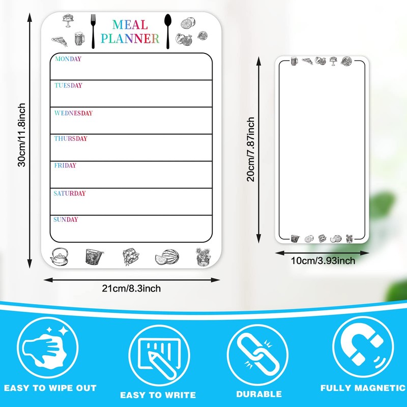 Dacitiery Magnetic Weekly Planner, 2 Pack A4 Weekly Planner Whiteboard,