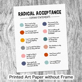Radical Acceptance Print, Classroom Wall Decor, Cognitive Distortions, Counselor Office Decor, Therapist Office, Coping Statement Decor School Psychologist Mindful Poster (8x10 inch Print Unframed)
