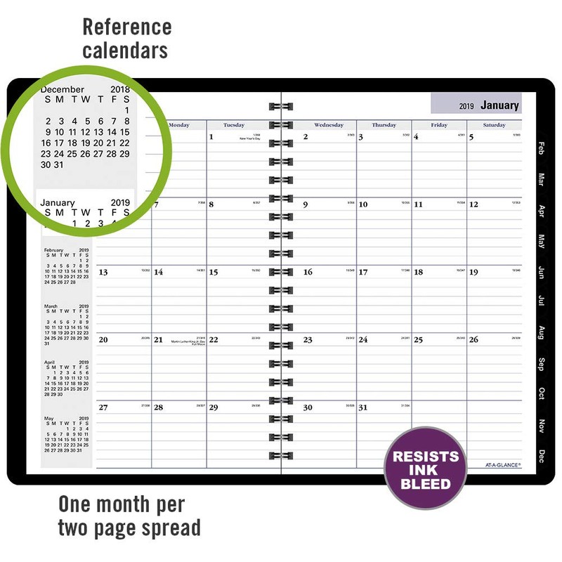 AT-A-GLANCE - Agenda semanal, Negro (01 Black), Large