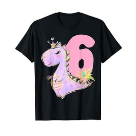 6th Birthday Dinosaur Girl Dino Party T-Rex Six T-Shirt