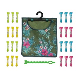 Maishijie Clothes Pegs Soft Grip Clothesline, Sturdy Non-Slip Clothes Pegs for Air Drying Clothes with Windproof Strip, Pack of 24 (6 Green, 6 Pink, 6 Blue, 6 Yellow)