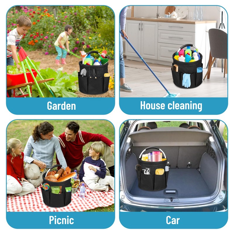 TeJoyce 17L Foldable Cleaning Caddy with Handle, Cleaning Bucket Organizer,