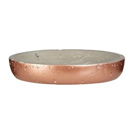 Premier Housewares Neptune Oval Soap Dish, Concrete, Grey/Copper, 11 x 14 x 3 cm