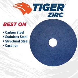 Weiler 59704 Tiger Zirconia Alumina Resin Fiber Sanding & Grinding Disc, 5" Diameter, 60 Grit, 7/8" Arbor Hole (Pack of 25)