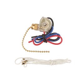 NSI 75110CW Pull Chain Switch, Way/2 Circuit Function, SP3T, Brass Actuator, 6/3 amps at 125/250 VAC