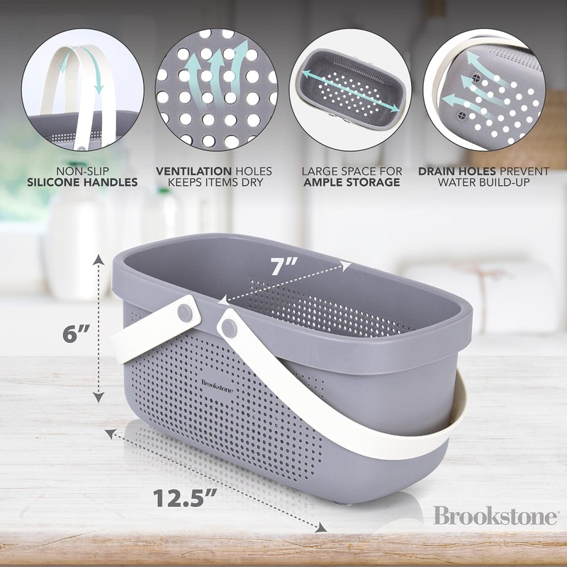 Brookstone BKH1633, Large Portable Shower Caddy with Soft Silicone Carrying