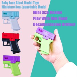 FESVASDEE Miniature EDC Toy Gun Decompression Plaything Empty Chamber Hang Feature Non-Shooting Toys Baby Fat Purple Green
