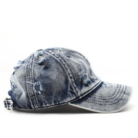 Vintage Washed Distressed Baseball Cap Unconstructed Cotton Denim Trucker Dad Hat for Men Women Headwear Blue