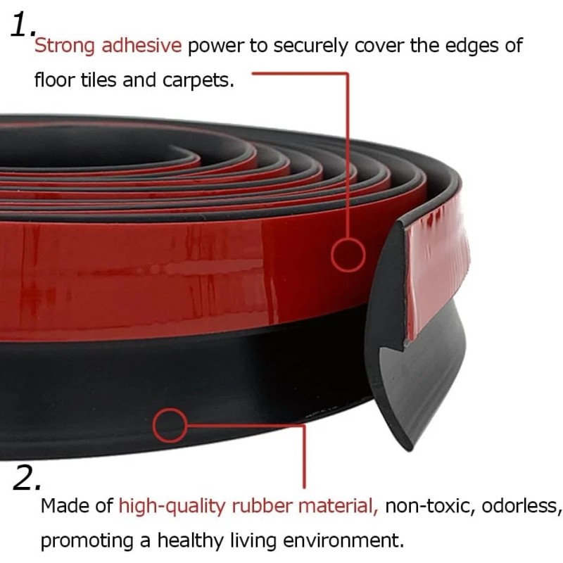 Aroilder Carpet Floor Transition Strip 10Ft, Self-Adhesive to 10Feet, Black