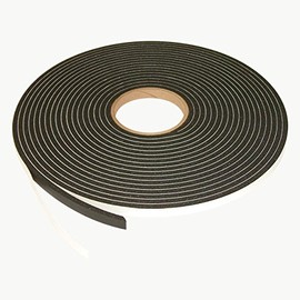JVCC SCF-02 Medium-Density PVC Foam Tape [Single-Sided, Closed Cell]: 1/4 in. Thick x 1/2 in. x 420 in. (Black)