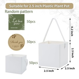 Succulent Wrap Bags & Stickers Set: 50 Bags + 100 Thank You Stickers - Elegant Gift Packaging for 2.5" Pots - Baby Shower, Wedding, Birthday Party Favors (All-in-One Gift Solution)
