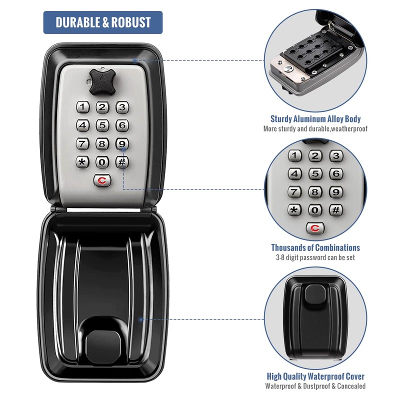 HUANLANG Key Lock Box for Outside, 12-Digit Combination Lock Box