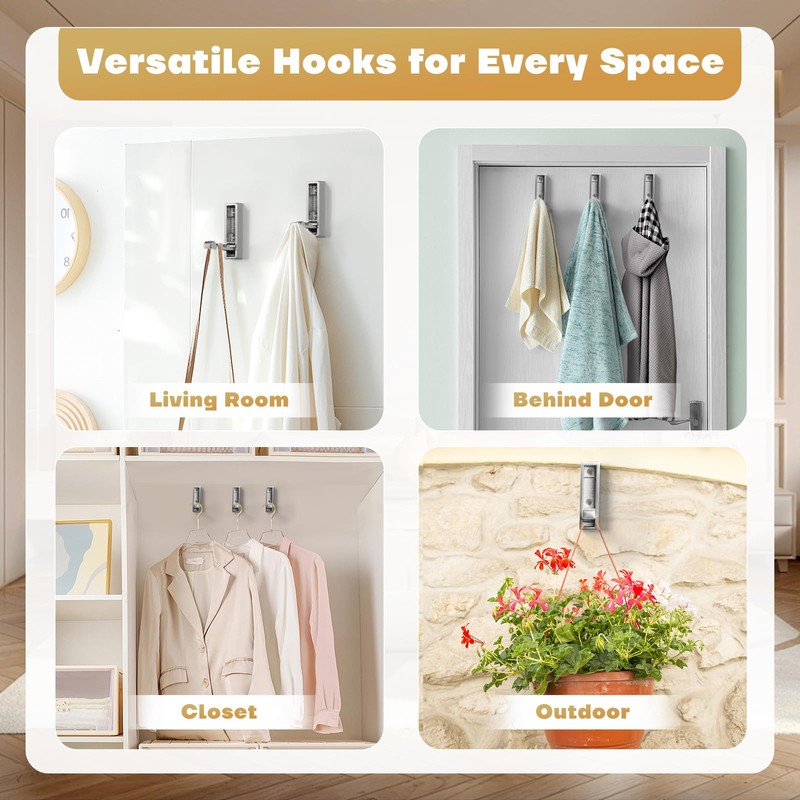 VOSEPO Folding Wall Hook, 4Pcs Foldable Coat Hooks Mounted, Heavy