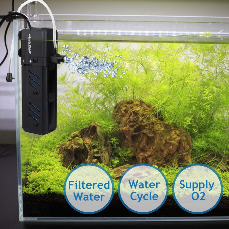 NO.17 Submersible Aquarium Internal Filter 12W, Adjustable Fish Tank Filter