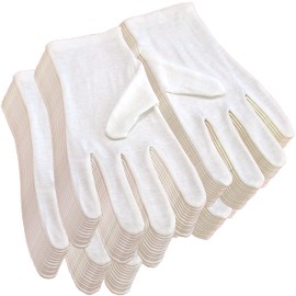 Basic Standard 100% Pure Cotton Gloves 24 Pairs White LL Size (Men's)