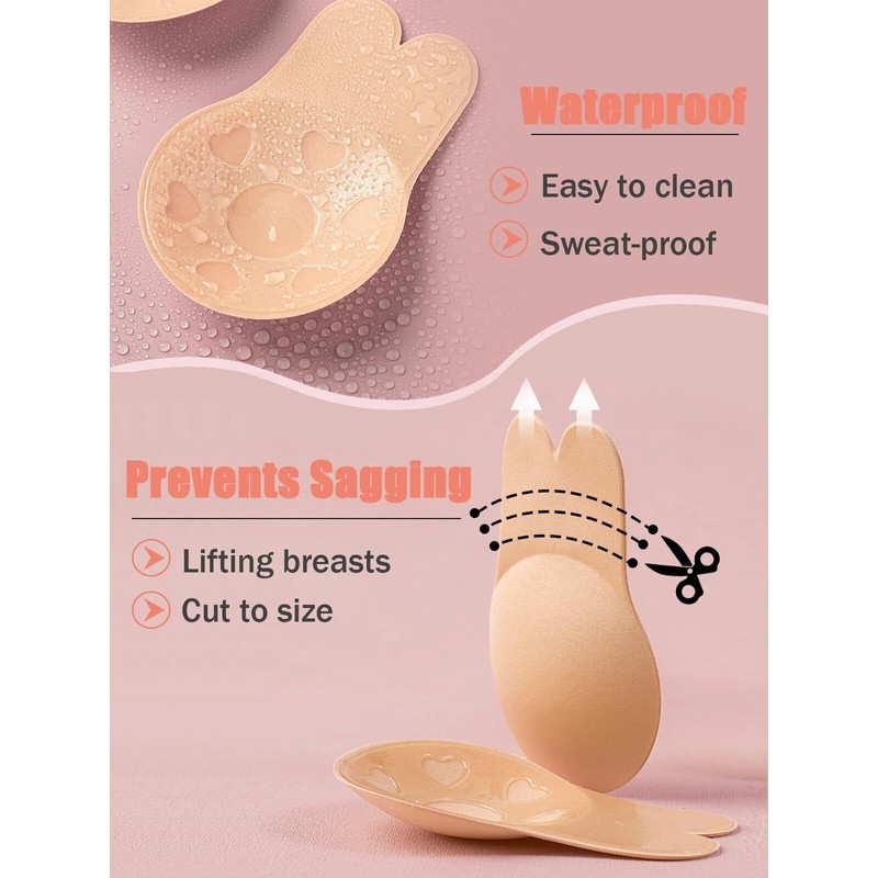 Unbranded 2 Pairs Invisible Sticky Bras for Women - Push