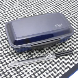 Yellow Studio 73773 Domed Lunch Box Set with Lid with Chopsticks and Cloth / 25EDGE Dome 1-Tier Lunch Set (Blue, Made in Japan