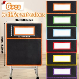 gisgfim 6 Pcs Chair Pockets for Classroom 19 x 17 inch Seat Sacks for Classroom Chairs Seat Back Organizer with Name Tag Chairback Pocket Chart for School Home Classroom Preschool Daycare Supplies