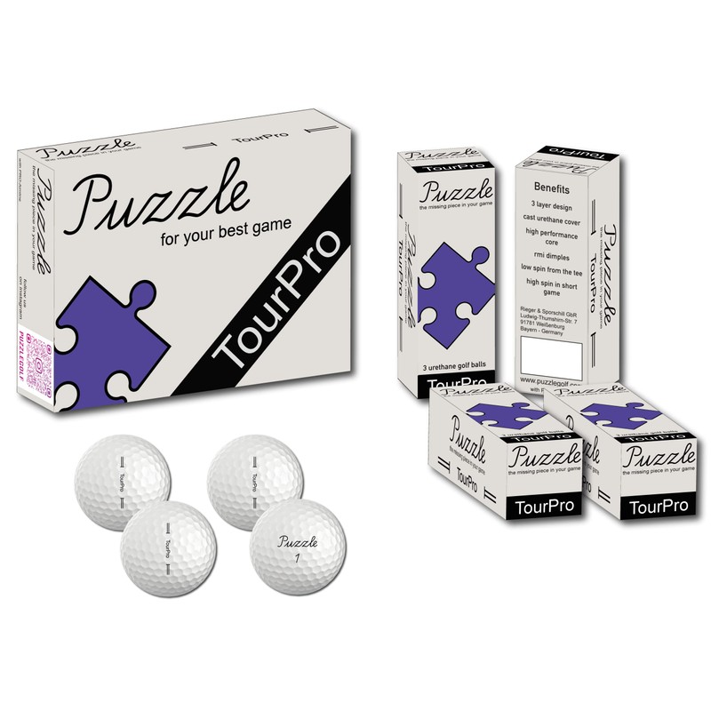 Puzzle TourPro Golf Balls 3 Layer Cast Urethane Cover Pack