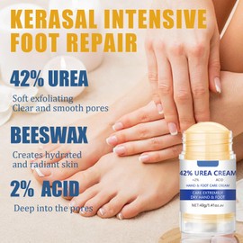 Urea Creme 42% prozent, 40g Hornhautentferner Balm, Fußcreme and Handcreme mit säure, Fusscreme mit Urea für Sehr Trockene Füsse Hornhaut, Foot Cream für Frauen Männer