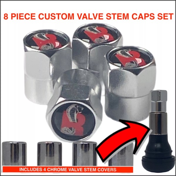 Newstar Cobra R Snake emblem Ford Mustang Valve stem caps