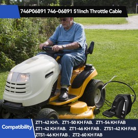 Aepiraza 746P06891 746-06891 51 Inch Throttle Cable for Cub Cadet ZT1-42 ZT1-46 ZT1-50 ZT1-54 ZT2-60 ZTS1-42 ZTS1-46 ZTS1-50 ZTS2-50 ZTS2-54 ZTS2-60 KH FAB Lawn Mover with Spanner