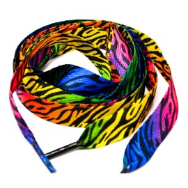 SKANKY HOOPS 1 PAIR SAFARI MULTICOLOR ZEBRA PRINT FASHION SHOELACES 14MM SKANKY HOOPS