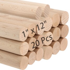 ZEONHEI 20 Pieces 1 x 12 Inch Wooden Dowel Rods, Unfinished Solid Hardwood Wood Rod Sticks, Wood Sticks Wooden Dowels for Crafts