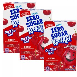 KOOL-AID ON-THE-GO Sugar Free CHERRY Powdered, (6 Packets x 3 Boxes) FREE Ship