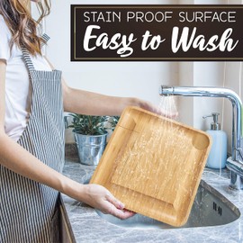 NutriChef Natural Bamboo Cheese Board Set with Bonus Condiment Cup-Extra Large Size 100% Home Organic Wooden Plate and Charcuterie Tray with 4 pcs Cutting Knife Slicer