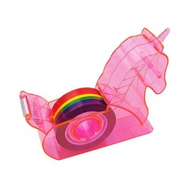 Hibucuo Tape Dispenser Desktop,Cute Unicorn Tape Dispenser, Pink Mini Tape Dispenser with Rainbow Refill Tape Washi Tape Dispenser Desktop Tape Holder for Kids School Office Stationery Crafts