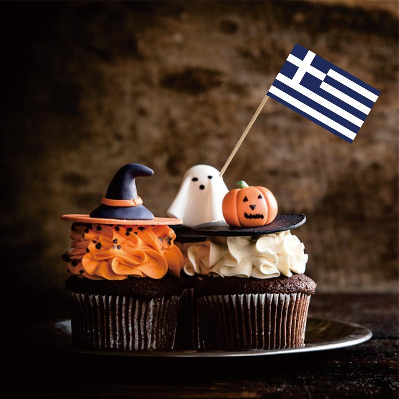 Greece Toothpick Flag Greek National Small Mini Cocktail Fruit Cupcakes
