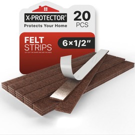 X-Protector Felt Furniture Pads - 20 PCS 6 x 1/2" - Premium Felt Strips with Adhesive Backing - Rectangular Furniture Pads for Hardwood Floors - Cut Furniture Felt Pads to Size You Need! (Brown)