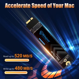 Bitsjour 512GB SSD SATA for Apple MacBook Air 2010-2011, 11 Inch A1370 emc 2393/2471, 13 Inch A1369 emc 2392/2469, 3D NAND TLC Internal Solid State Drive for Upgrade, MacOS Pre-Installed