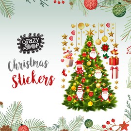 Christmas Tree Wall Stickers. Large Vinyl Decals Holiday Decoration Sticker for Living Room, Kitchen Wall, Glass Windows. Cute Merry Christmas Crafts Small Kids Stickers Sheets Bulk Pack. Santa, Xmas